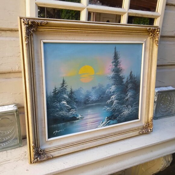 Beautiful Landscape Mountain Sunset Original Oil Painting By Artist K. Horden - Picture 2 of 12